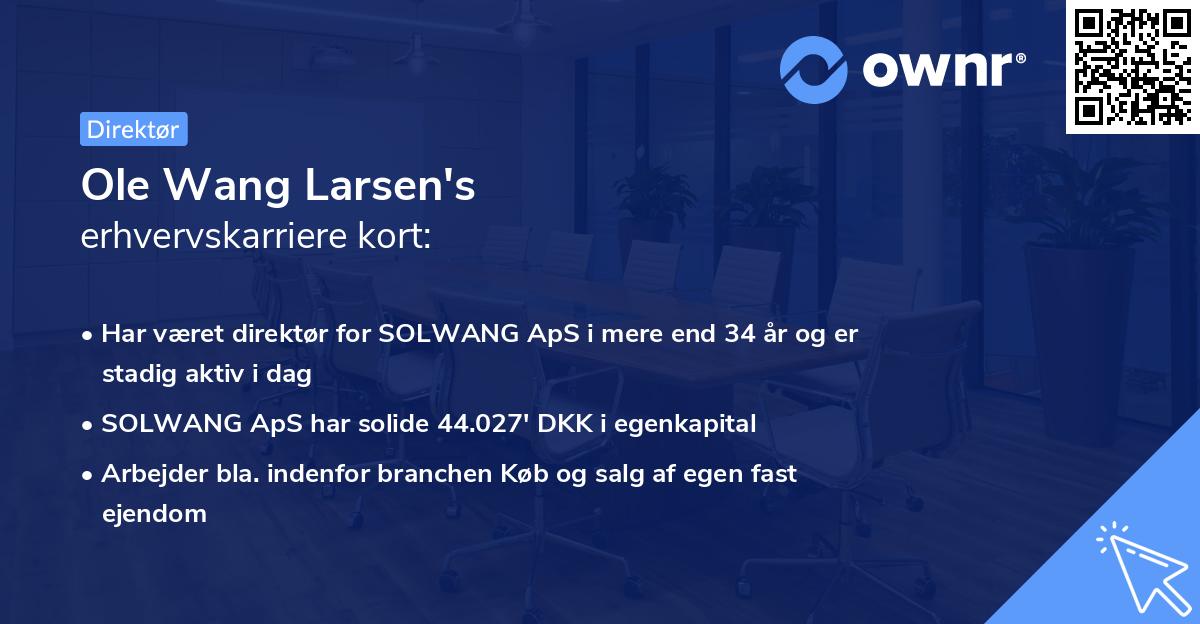 Ole Wang Larsen's erhvervskarriere kort