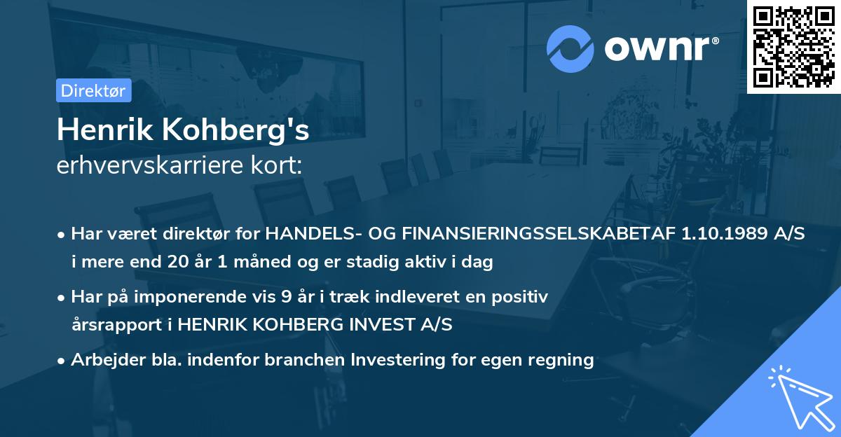 Henrik Kohberg's erhvervskarriere kort