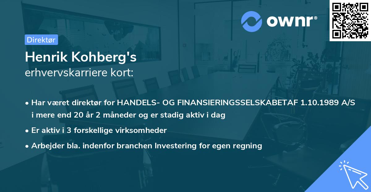 Henrik Kohberg's erhvervskarriere kort
