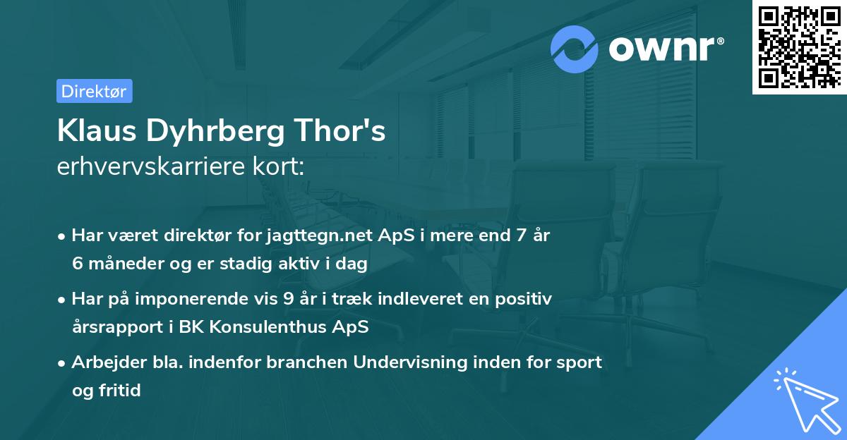 Klaus Dyhrberg Thor's erhvervskarriere kort