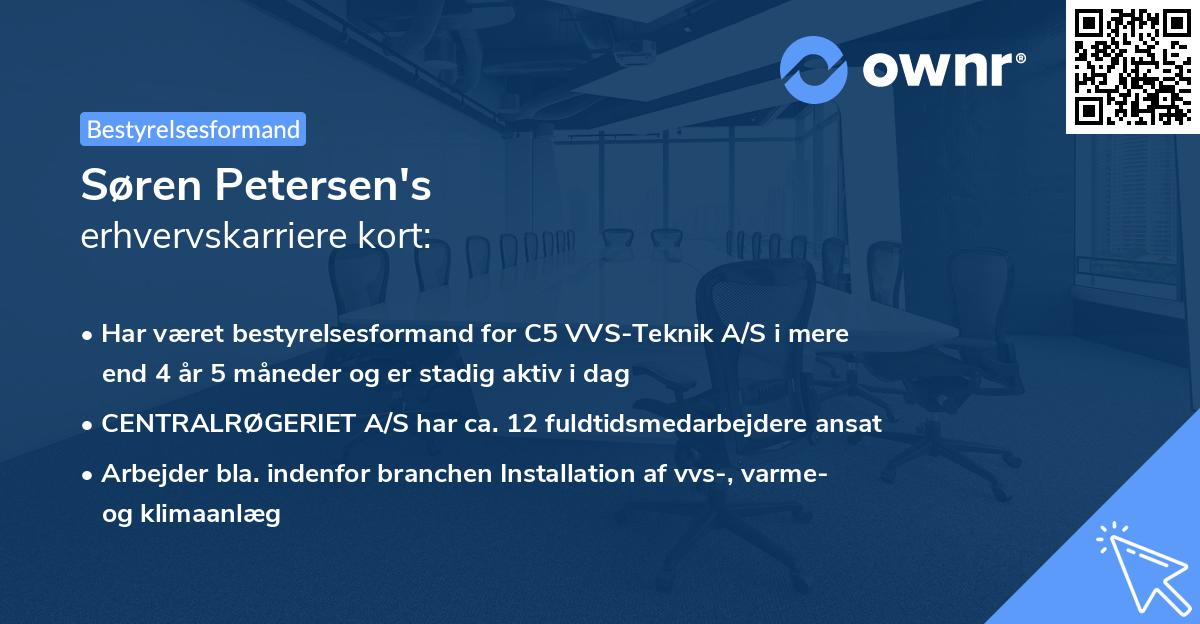 Søren Petersen's erhvervskarriere kort