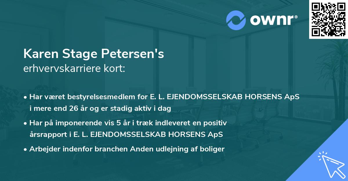Karen Stage Petersen's erhvervskarriere kort