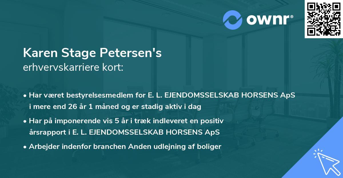 Karen Stage Petersen's erhvervskarriere kort