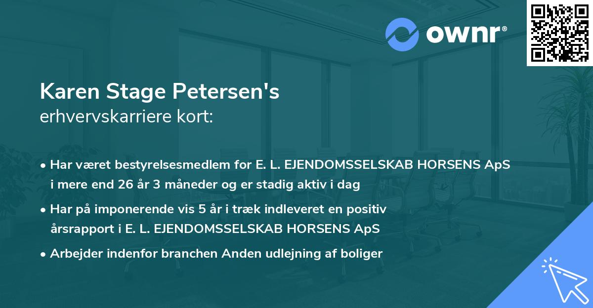 Karen Stage Petersen's erhvervskarriere kort