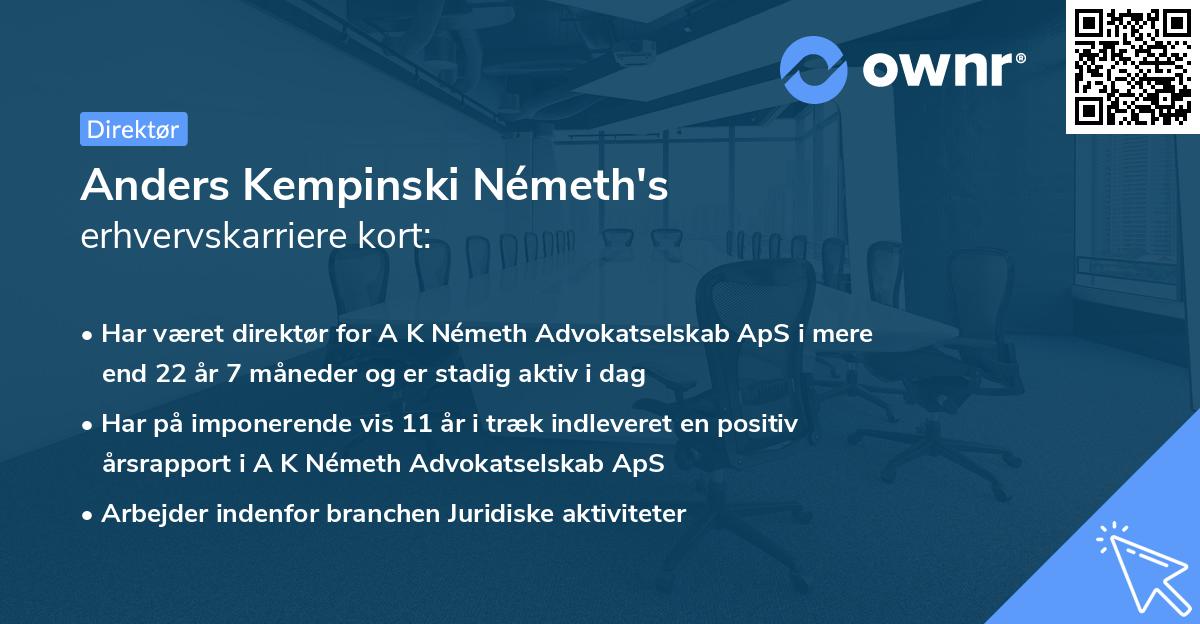 Anders Kempinski Németh's erhvervskarriere kort