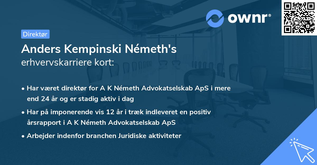 Anders Kempinski Németh's erhvervskarriere kort