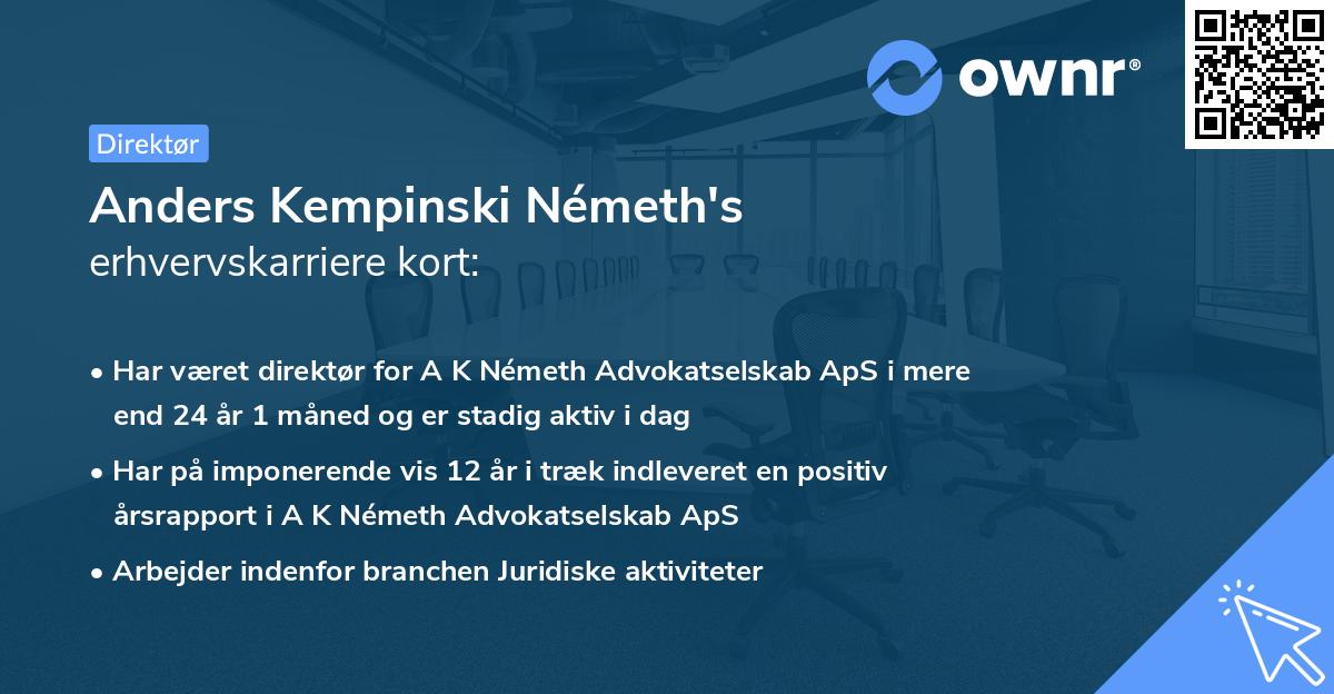 Anders Kempinski Németh's erhvervskarriere kort