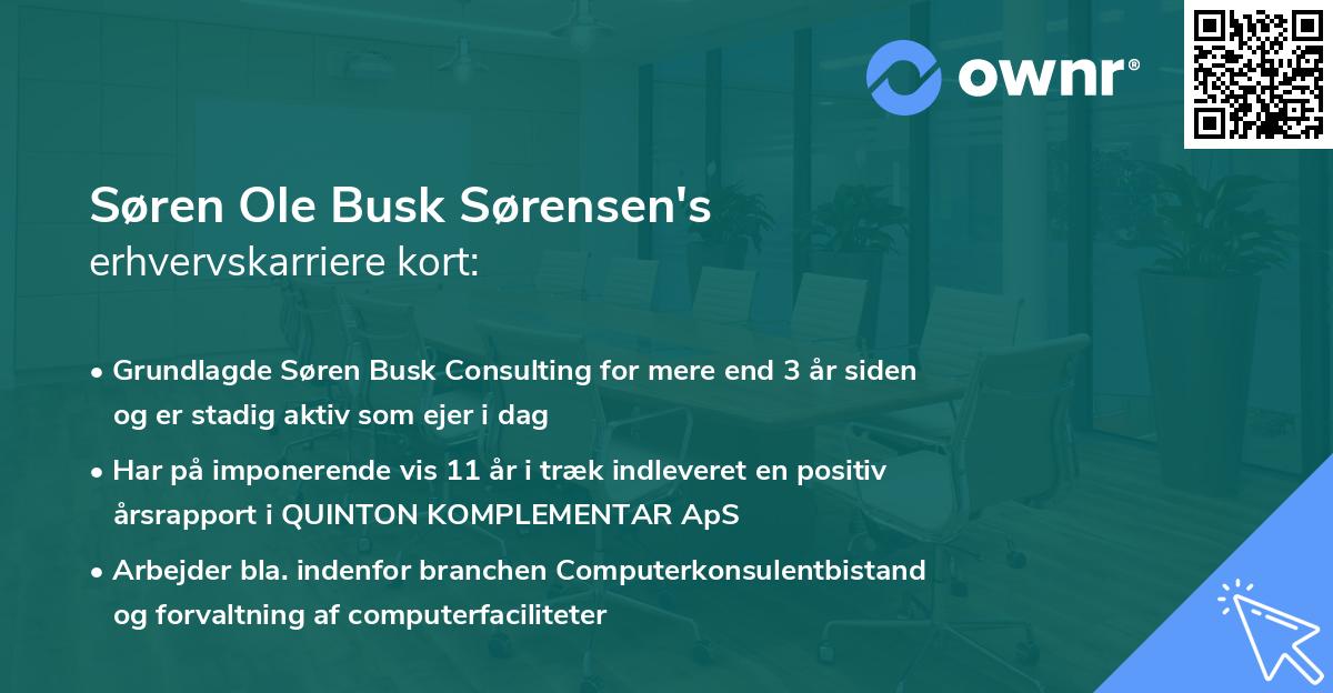 Søren Ole Busk Sørensen's erhvervskarriere kort
