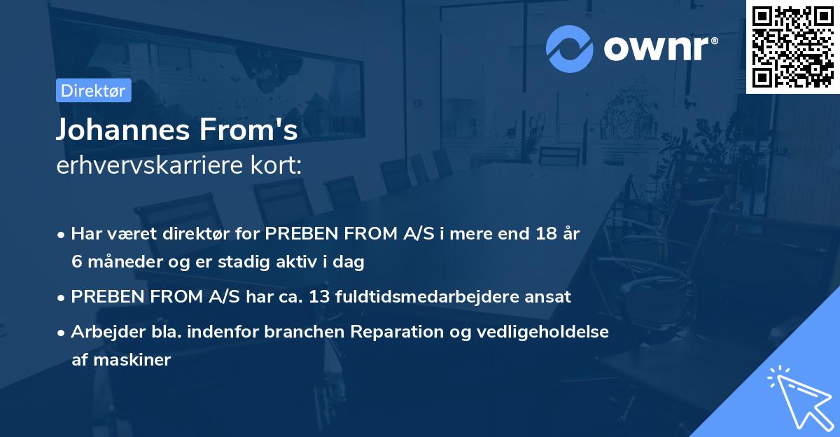 Johannes From's erhvervskarriere kort