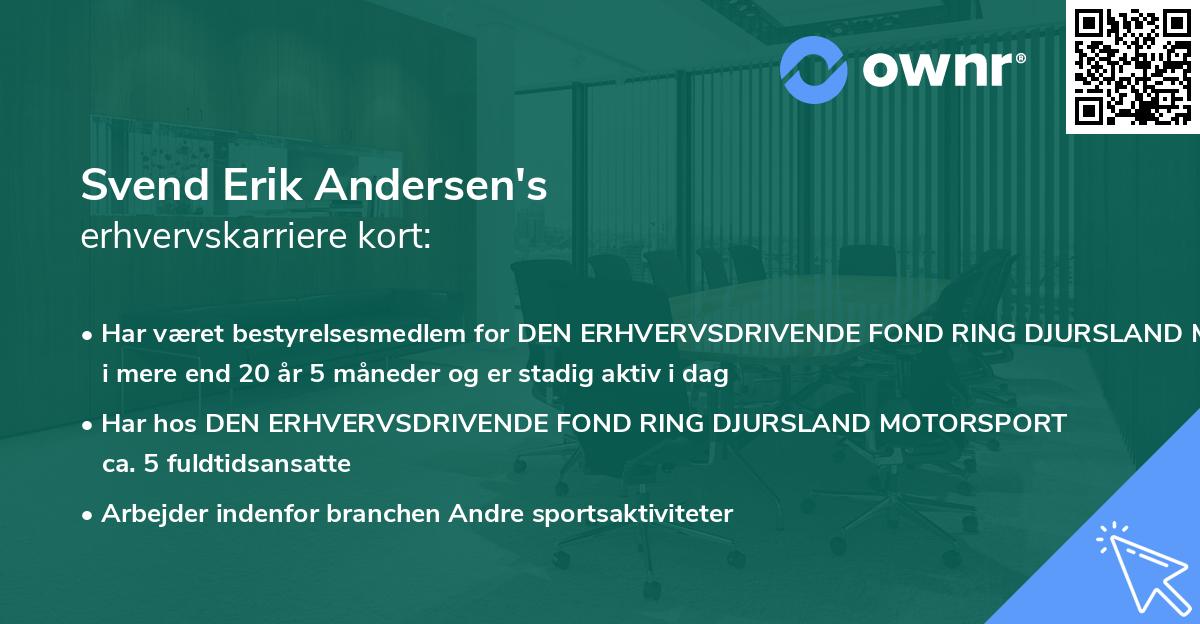 Svend Erik Andersen's erhvervskarriere kort