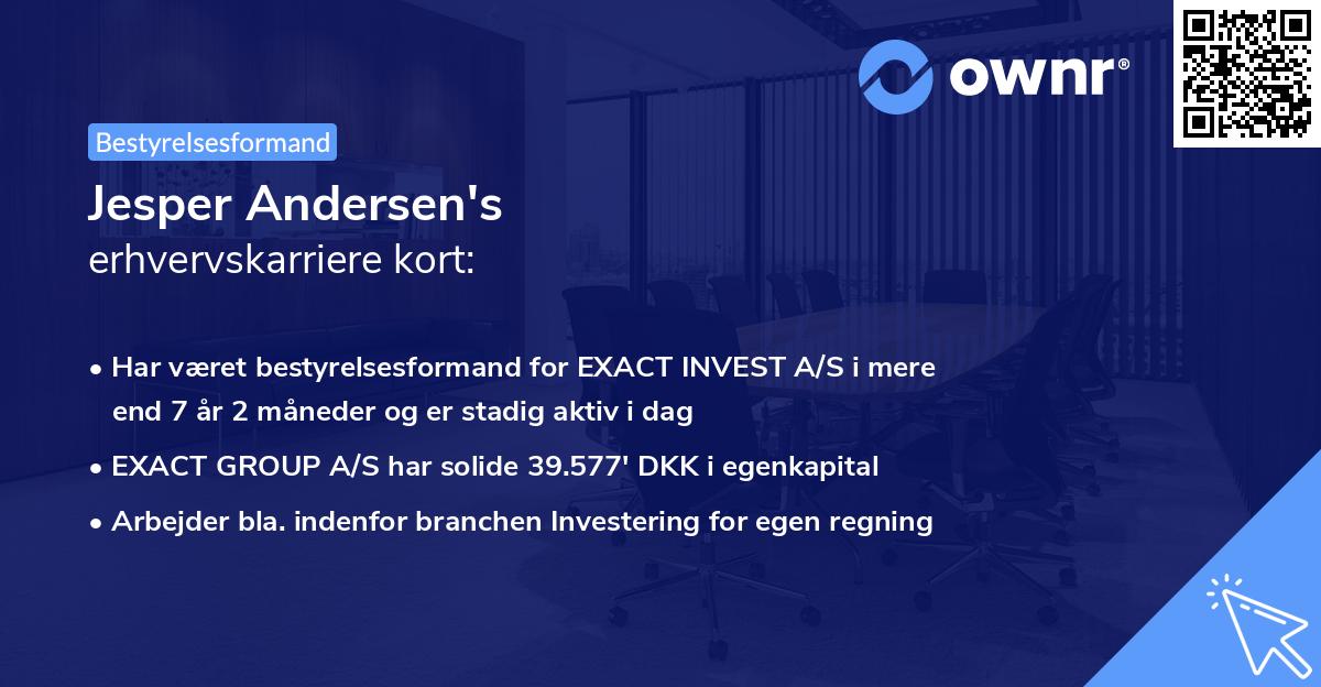 Jesper Andersen's erhvervskarriere kort