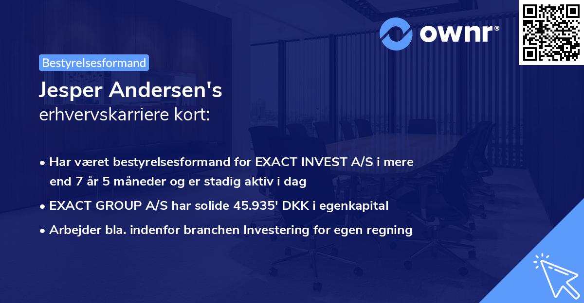 Jesper Andersen's erhvervskarriere kort
