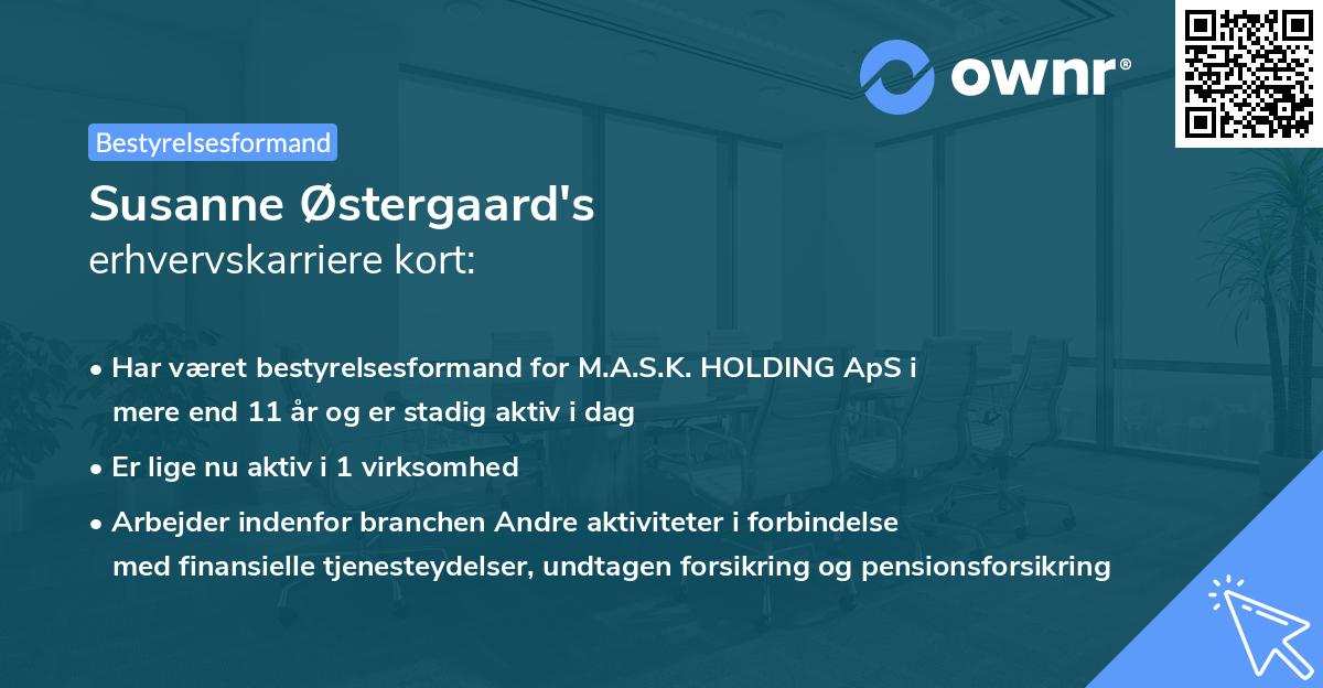 Susanne Østergaard's erhvervskarriere kort