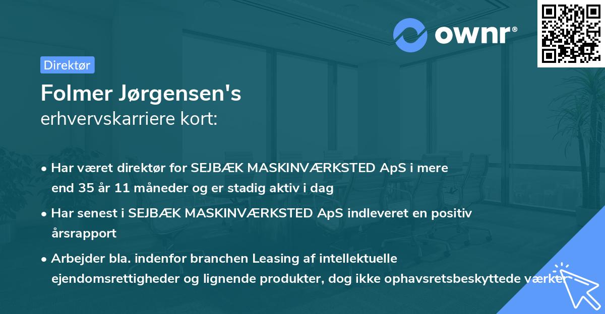 Folmer Jørgensen's erhvervskarriere kort