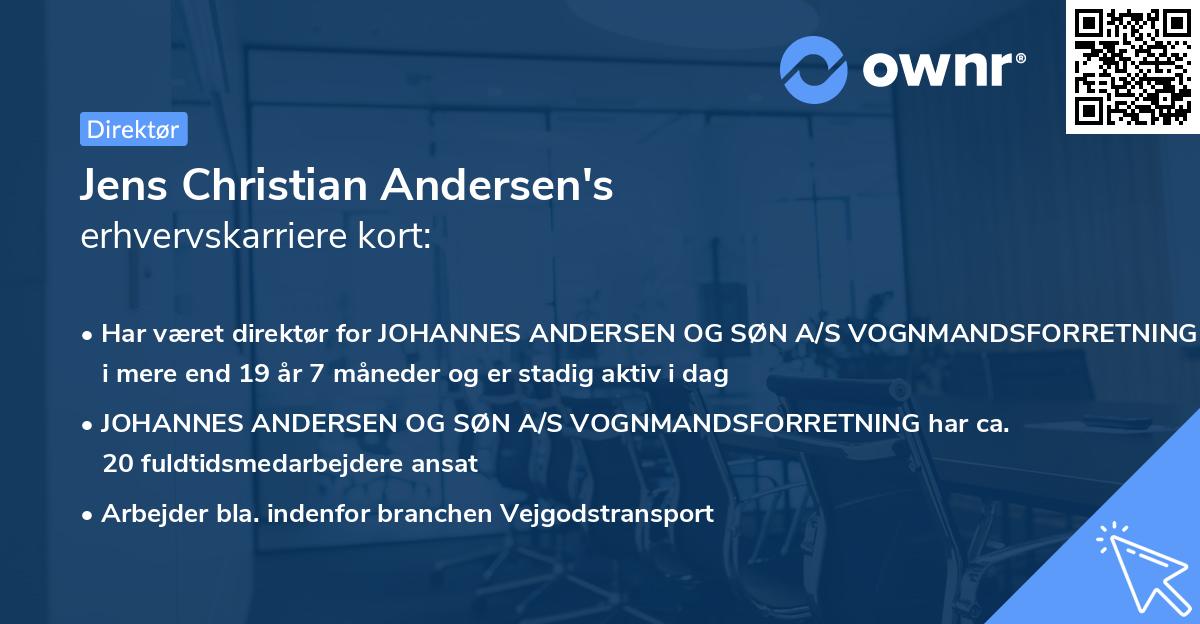 Jens Christian Andersen's erhvervskarriere kort