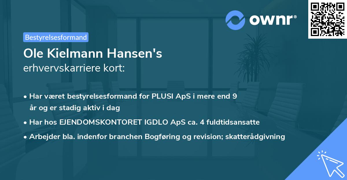 Ole Kielmann Hansen's erhvervskarriere kort