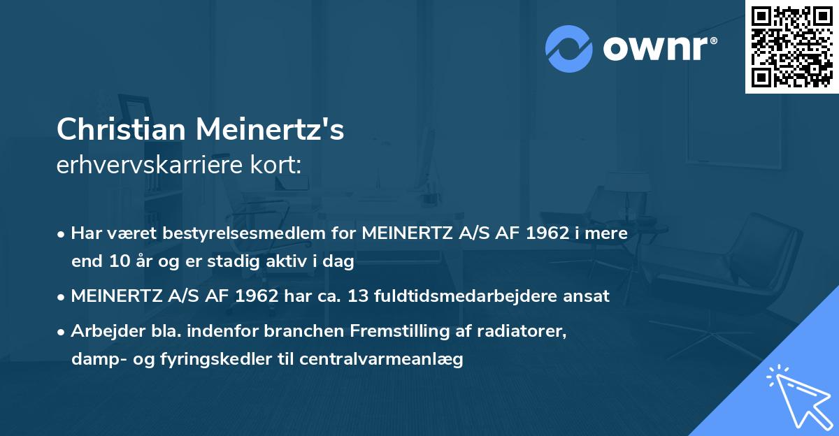 Christian Meinertz's erhvervskarriere kort