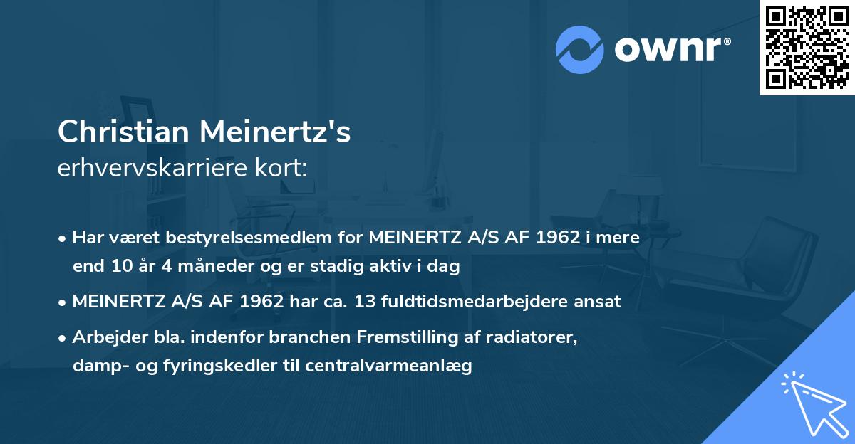 Christian Meinertz's erhvervskarriere kort