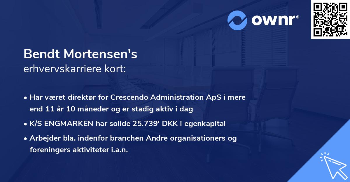 Bendt Mortensen's erhvervskarriere kort