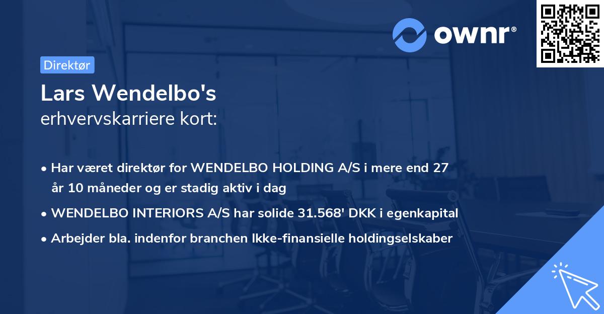 Lars Wendelbo's erhvervskarriere kort