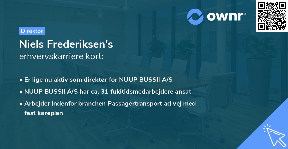 Niels Frederiksen's erhvervskarriere kort