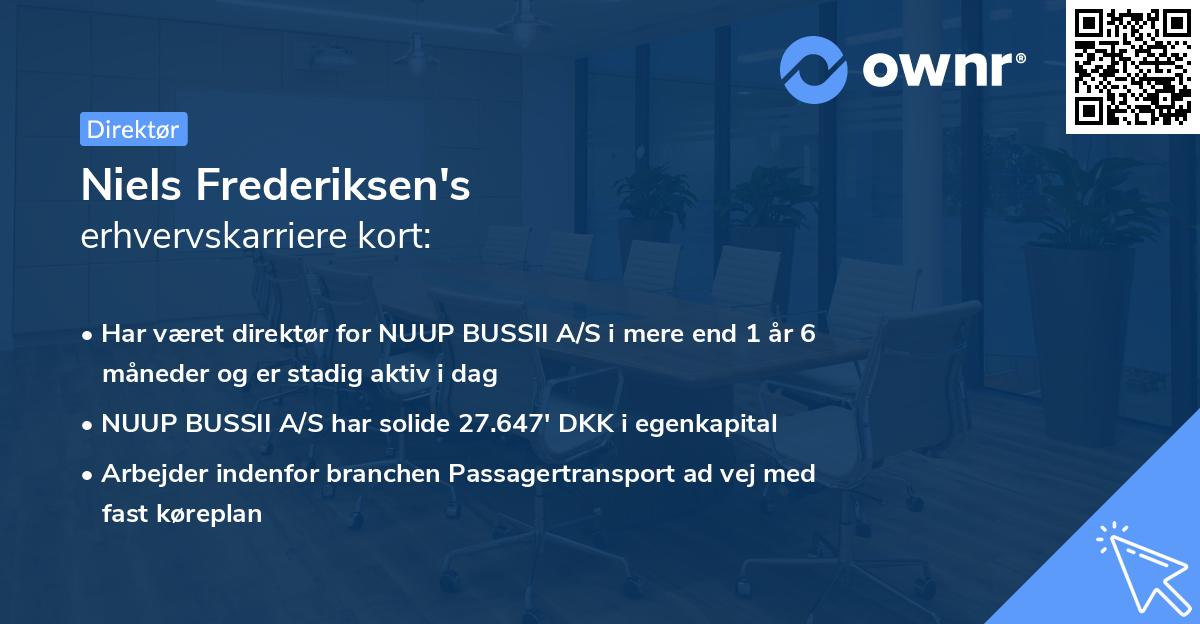 Niels Frederiksen's erhvervskarriere kort