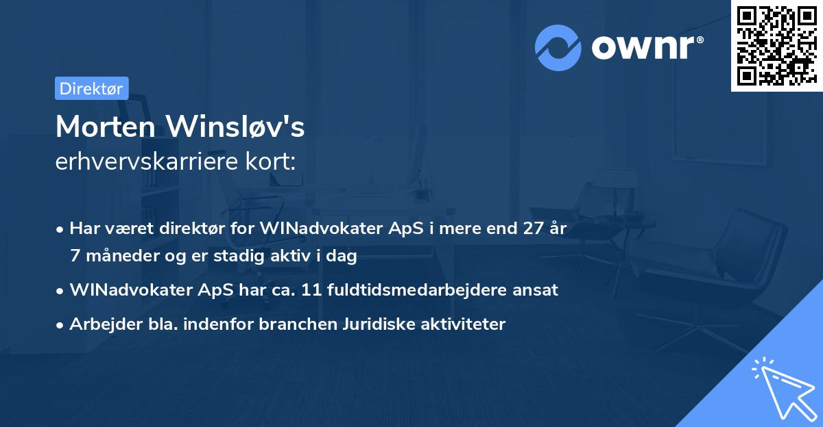 Morten Winsløv's erhvervskarriere kort