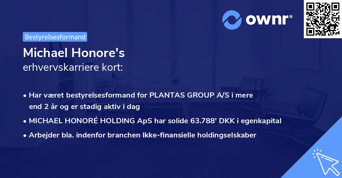 Michael Honore's erhvervskarriere kort