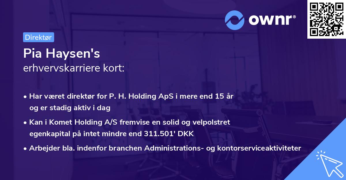 Pia Haysen's erhvervskarriere kort