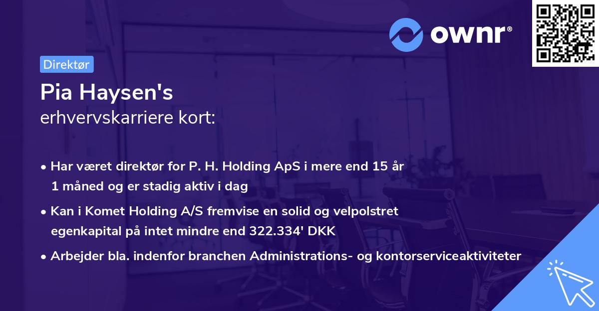 Pia Haysen's erhvervskarriere kort