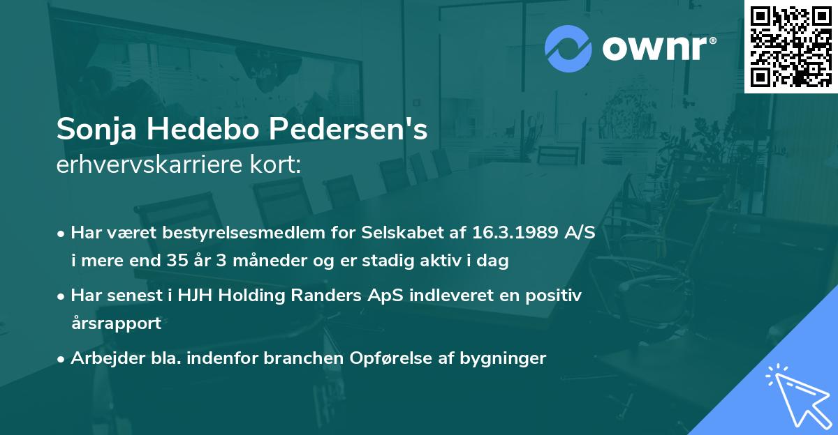 Sonja Hedebo Pedersen's erhvervskarriere kort
