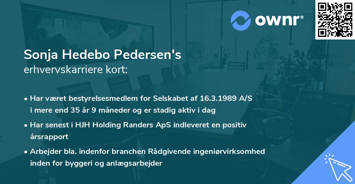 Sonja Hedebo Pedersen's erhvervskarriere kort