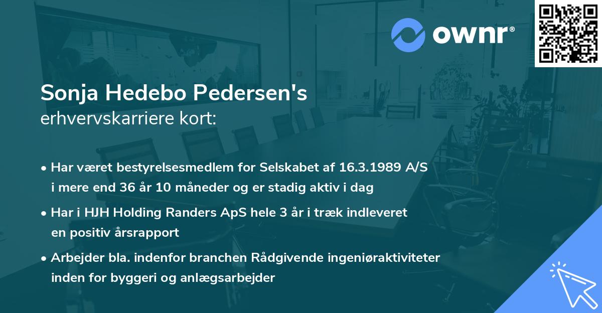 Sonja Hedebo Pedersen's erhvervskarriere kort