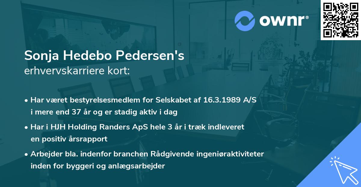 Sonja Hedebo Pedersen's erhvervskarriere kort