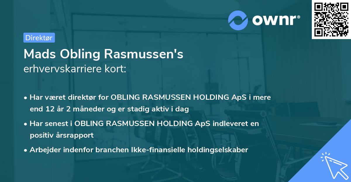 Mads Obling Rasmussen's erhvervskarriere kort