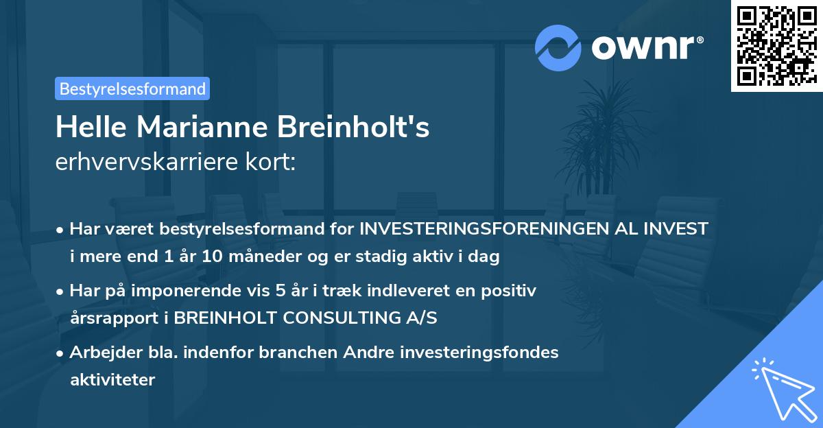 Helle Marianne Breinholt's erhvervskarriere kort