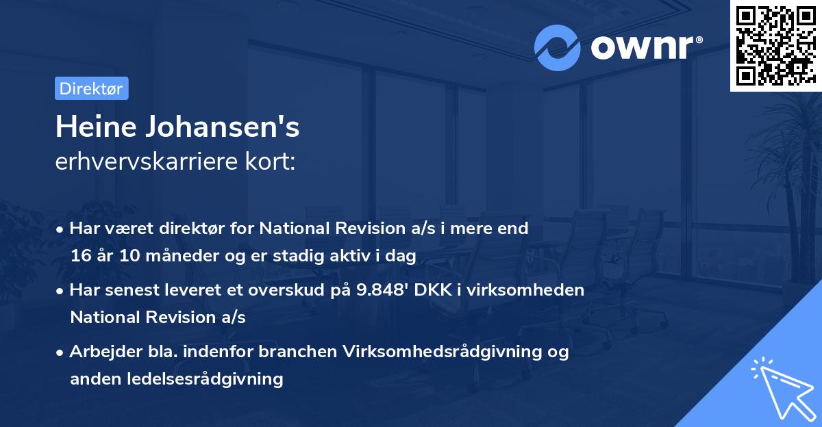 Heine Johansen's erhvervskarriere kort