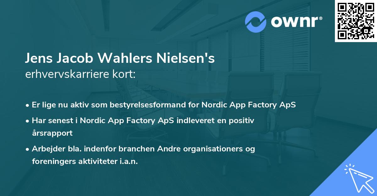 Jens Jacob Wahlers Nielsen's erhvervskarriere kort