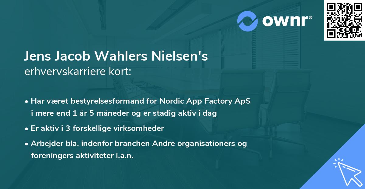 Jens Jacob Wahlers Nielsen's erhvervskarriere kort