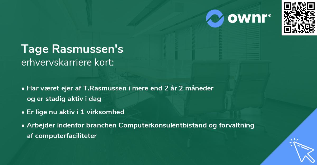 Tage Rasmussen's erhvervskarriere kort