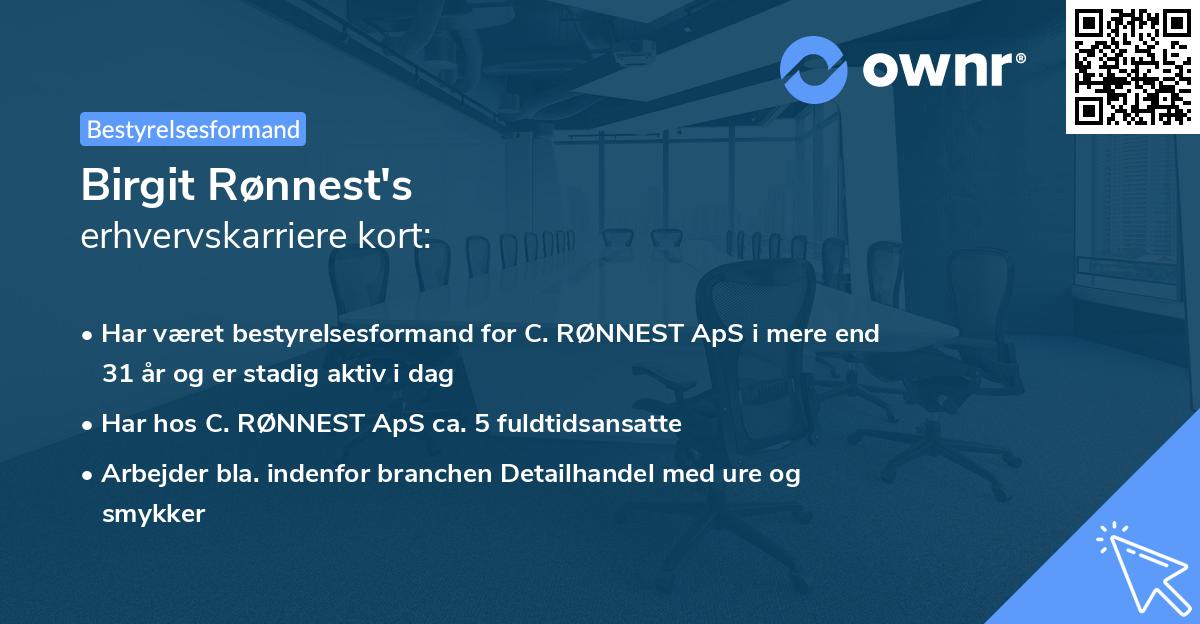Birgit Rønnest's erhvervskarriere kort