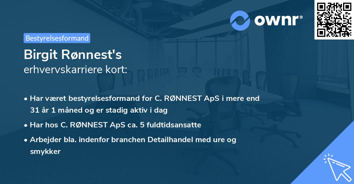 Birgit Rønnest's erhvervskarriere kort