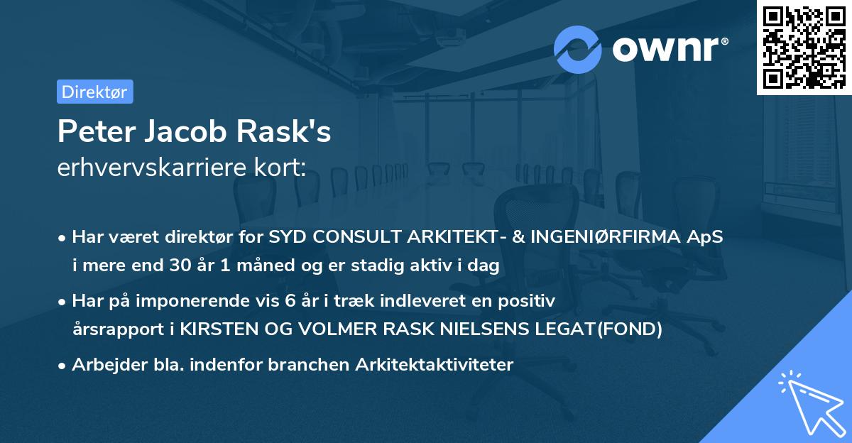 Peter Jacob Rask's erhvervskarriere kort