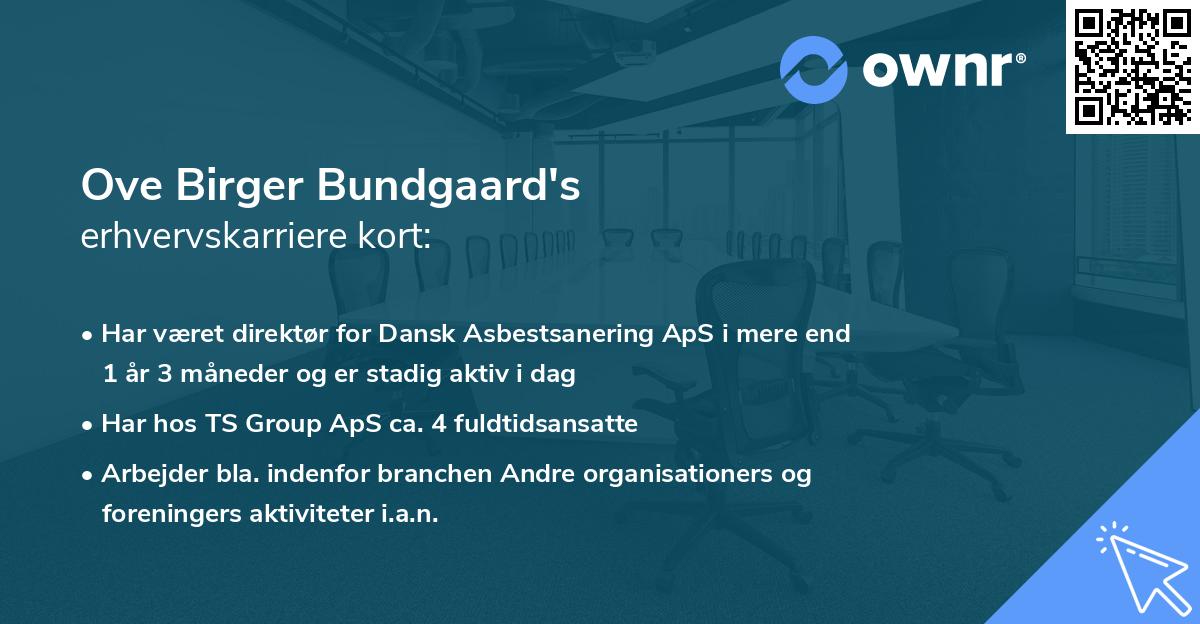 Ove Birger Bundgaard's erhvervskarriere kort