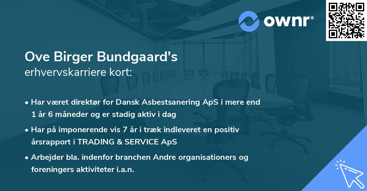 Ove Birger Bundgaard's erhvervskarriere kort