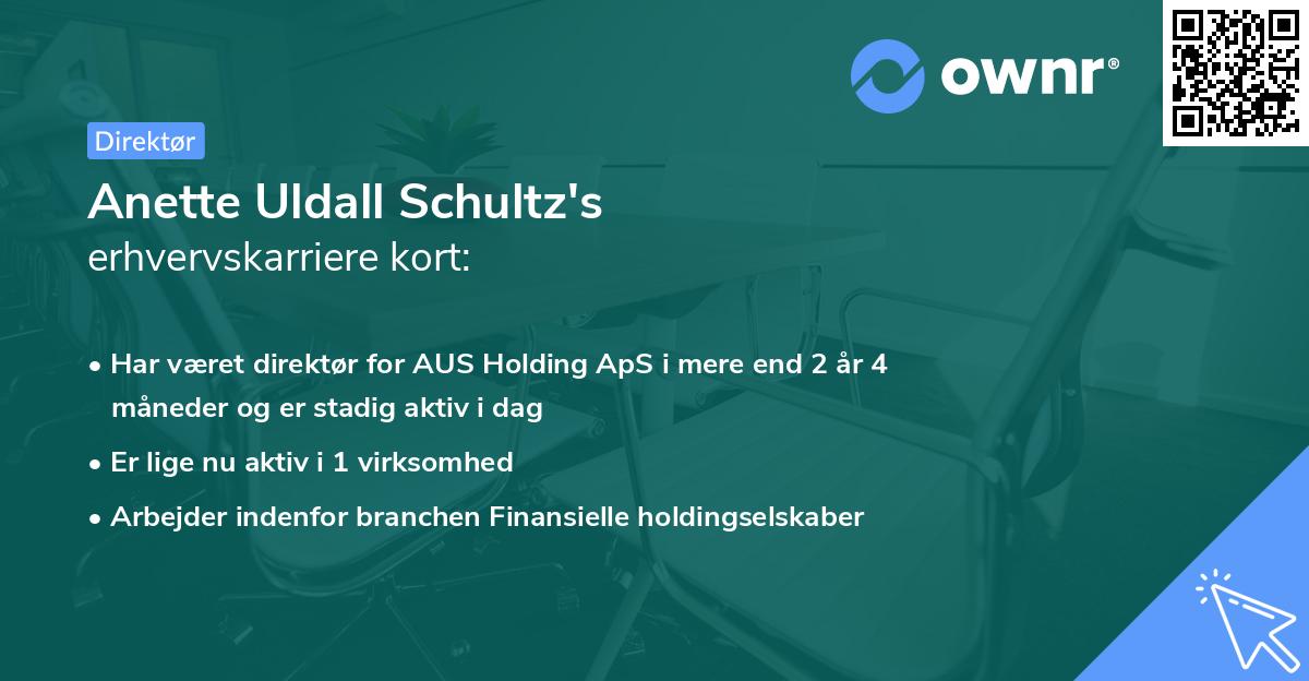 Anette Uldall Schultz's erhvervskarriere kort