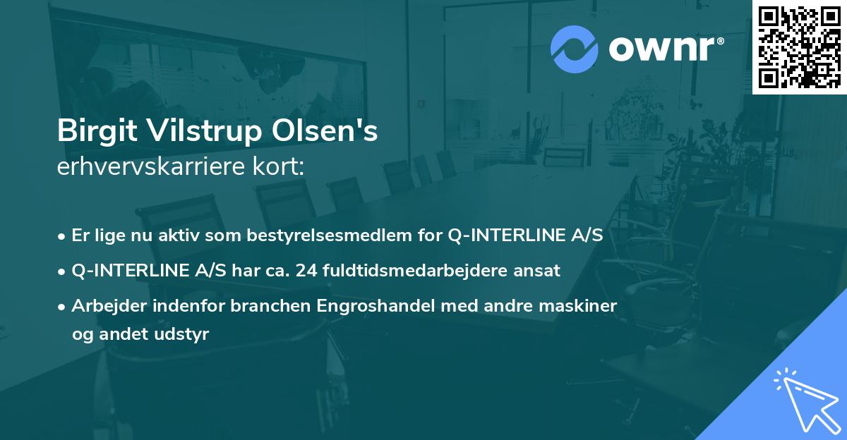 Birgit Vilstrup Olsen's erhvervskarriere kort