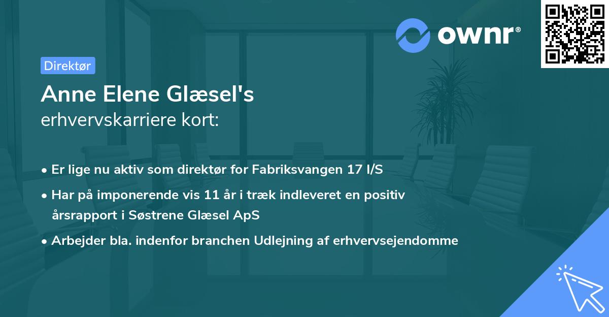 Anne Elene Glæsel's erhvervskarriere kort
