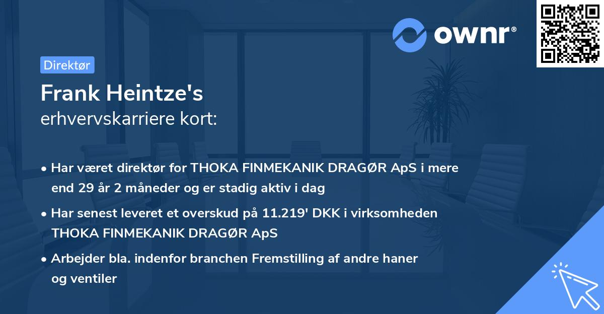 Frank Heintze's erhvervskarriere kort