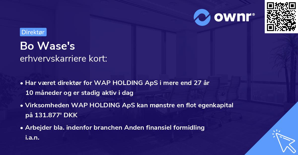 Bo Wase's erhvervskarriere kort